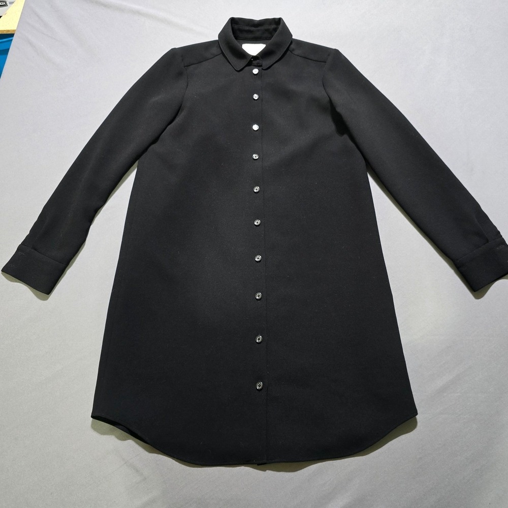 Kate Spade Shirt Dress Women Size 0 Black Long Sleeve Button Down Mini Dress